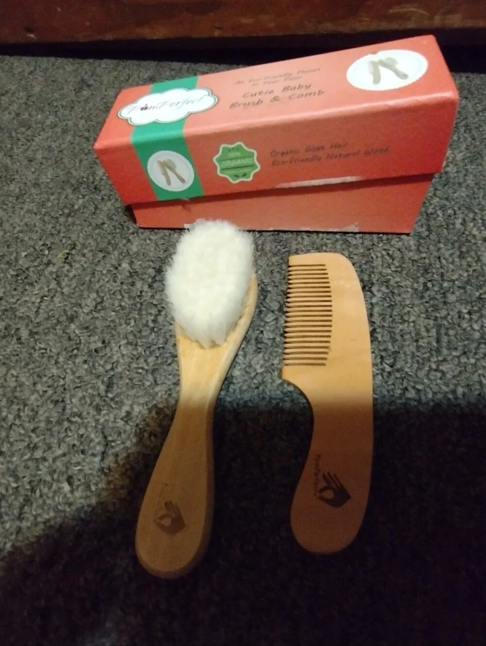PamPerfect Cutie Baby Wood Brush & Comb Set